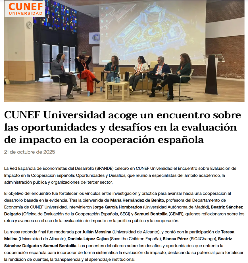 CUNEF University — impact evaluation event coverage